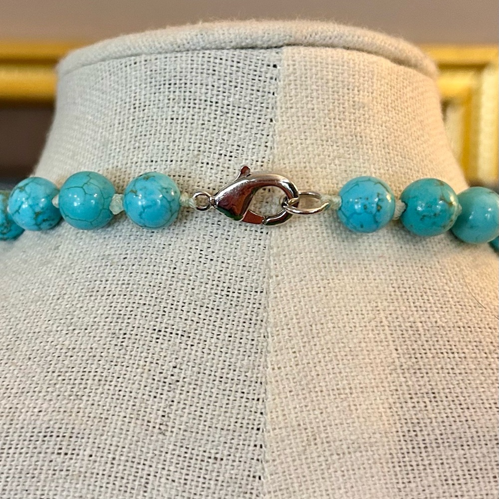 Chunky Turquoise Slab Artisan Statement Necklace Bohemian - Picture 7 of 11